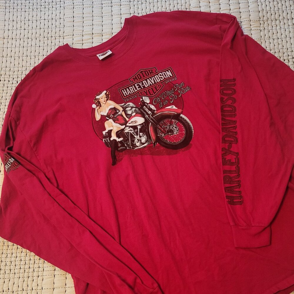 Harley Davidson Mens 3xl Long Sleeve Red Shirt